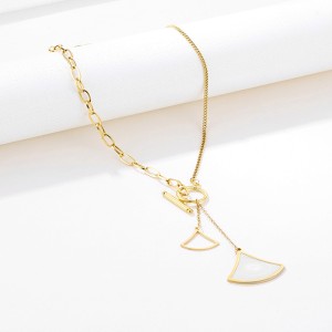 Cross border titanium steel fan-shaped stainless steel simple classic non fading collarbone chain small skirt temperament cool style necklace for women