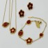 New Lucky Clover Stainless Steel Beetle Five Leaf Flower Bracelet Seven Star Ladybug Set Two Necklaces 18K Gold