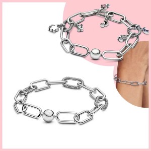 Pan Family ME Chain Link Ring Bracelet for Women Pan Family Simple DIY Bead Solid Chain European and American Fashion Personality