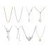 European and American minimalist V-shaped fashionable diamond studded star pendant, moon tassel necklace, collarbone chain, Baroque freshwater pearl