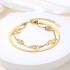 Cross border hot selling French retro double-layer stacked blade chain MK necklace 18K gold stainless steel jewelry non fading bracelet