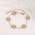 Cross border high version V gold 13MM five leaf grass bracelet three piece set, high-end five flower necklace earrings Jewelry