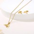 Foreign trade Korean version ins personality temperament style frosted dolphin necklace earrings titanium steel jewelry animal pendant two-piece set