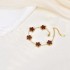 Cross border high version V gold 13MM five leaf grass bracelet three piece set, high-end five flower necklace earrings Jewelry