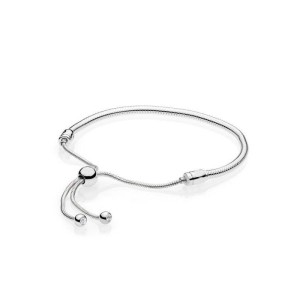 Pan Family Pulling Bracelet, European and American Heart shaped Silver Plated Push Pull Snake Bone Chain, Adjustable Stretch Chain, Jewelry Bracelet, Hand String