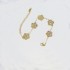 Cross border high version V gold 13MM five leaf grass bracelet three piece set, high-end five flower necklace earrings Jewelry