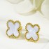 Hot selling titanium steel four leaf clover shell mother earrings 18K non fading, simple and versatile, high-end and lucky earrings