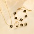 Cross border popular high-end five flower four leaf clover sparkling diamond bracelet earrings four sets titanium steel double-sided mother of pearl inlaid necklace