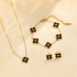 Cross border popular high-end five flower four leaf clover sparkling diamond bracelet earrings four sets titanium steel double-sided mother of pearl inlaid necklace