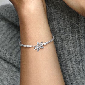 Panjiadora White Bronze Classic Bracelet Star Chain Buckle Snake Bone Bracelet T-shaped Buckle New Bracelet