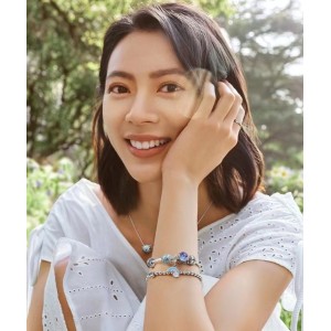 Pan Family DIY Beaded Bracelet Women's Secret Set Handmade Jewelry Rose Gold Lianzhu Chain Lover Jewelry Basic Snake Bone Chain