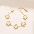 Cross border high version V gold 13MM five leaf grass bracelet three piece set, high-end five flower necklace earrings Jewelry