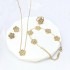 Cross border high version V gold 13MM five leaf grass bracelet three piece set, high-end five flower necklace earrings Jewelry