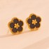 Cross border popular 13MM titanium steel five leaf flower earrings earrings, five leaf grass non fading earrings, women's fashion earrings wholesale