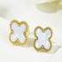 Internet celebrity same 13MM titanium steel four leaf clover shell mother earrings 18K non fading versatile high-end lucky women's earrings