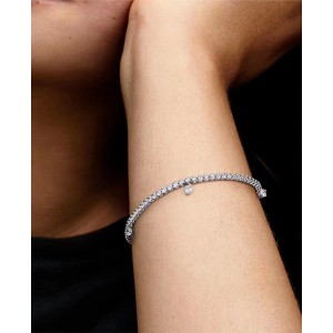 Panjiadora White Copper Sparkling Bracelet Silver Beads DIY Jewelry Star Tennis Pulling Bracelet