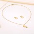 Foreign trade Korean version ins personality temperament style frosted dolphin necklace earrings titanium steel jewelry animal pendant two-piece set