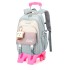 Primary school students' pull up backpacks, girls' six wheeled climbing stairs, children's grades 2-6, 5 large capacity waterproof and load reducing for ages 7-12