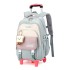 Primary school students' pull up backpacks, girls' six wheeled climbing stairs, children's grades 2-6, 5 large capacity waterproof and load reducing for ages 7-12