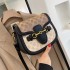 2024 handbag women's new high-end fashion retro crossbody bag Korean version western-style women's bag saddle bag broadband shoulder bag