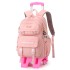 Natural Fish Girls Waterproof Stair Climbing Pull Rod Backpack Primary School Students Large Capacity Detachable Backpack 3-6 Grades