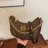 Retro printed bag for women 2024 new chain shoulder and armpit bag, high-end and versatile, western-style crossbody crescent bag