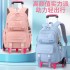 Natural Fish Girls Waterproof Stair Climbing Pull Rod Backpack Primary School Students Large Capacity Detachable Backpack 3-6 Grades