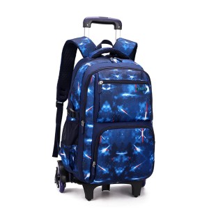 Natural Fish High School Student Three piece Set Pull up Backpack Wholesale Climbing Stairs Large Capacity Fashionable Multi layer Breathable Backpack