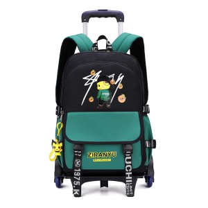 Natural fish pull rod backpack for primary school students aged 8-12, boys in grades 3-6, cartoon six wheeled climbing ladder wholesale printing