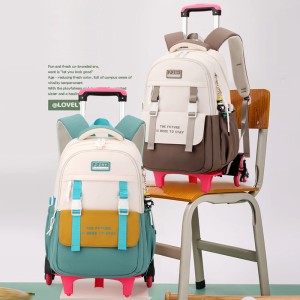 Natural Fish's new pull rod backpack reduces the burden on elementary school girls, with a large capacity backpack for children and elementary school students. One piece dropshipping for children and elementary school students