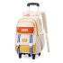 Natural Fish 2024 new pull rod backpack for female primary and secondary school students in grades 3-6, large capacity backpack with large wheels for climbing stairs