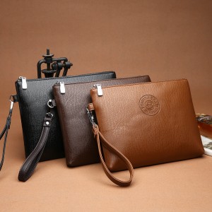 Men's 2023 new casual men's handbag PU soft leather men's bag mobile phone bag large capacity wallet