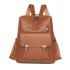 Cross border backpack women's 2025 new fashionable solid color women's backpack large capacity PU soft leather travel bag