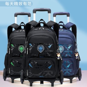 Printed scroll backpack, natural fish large capacity backpack, boys' junior high school and elementary school students' fashionable backpack, cross-border wholesale