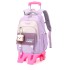 Primary school students' pull up backpacks, girls' six wheeled climbing stairs, children's grades 2-6, 5 large capacity waterproof and load reducing for ages 7-12