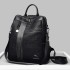 Cross border backpack women's 2025 new trendy black fashionable casual soft leather bag large capacity women's travel backpack