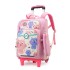 Natural fish hair replacement pull rod backpack for girls in grades 3, 4, and 5, lightweight backpack with six wheels for climbing stairs and crossing borders