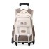 Natural Fish 2024 new pull rod backpack for female primary and secondary school students in grades 3-6, large capacity backpack with large wheels for climbing stairs