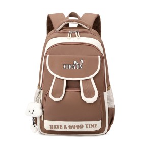 Natural fish cute rabbit ear style girl's backpack for children, elementary school students, middle school, large capacity backpack, anti-theft and durable