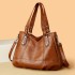 Cross border Foreign Trade Women's Bag 2024 New PU Soft Leather Shoulder Bag Large Capacity Fashion Splicing Handheld Tote Bag Wholesale