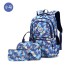 Cross border three piece children's backpack, nylon camouflage backpack for elementary school and girls, lightweight backpack for middle and high school students