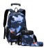 Natural fish hair replacement pull rod backpack for men, three piece set for primary and secondary school students, detachable backpack, lightweight cross-border