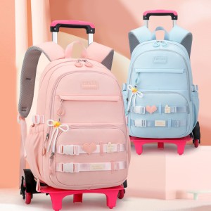 Natural Fish New Primary School Students' Pull up Backpack, Middle and High School Girls' Load Reduction, Ladder Climbing, Large Capacity Leisure Backpack