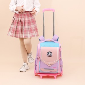 Cross border dropshipping of natural fish new product, pull rod backpack for elementary school students in grades 1-6, lightweight spine protection and water repellent for boys and girls