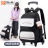 Natural fish pull rod backpack hot selling in Europe and America, large capacity dual-use backpack for elementary school students, six wheel stair climbing backpack with printed lettering