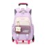 Primary school students' pull up backpacks, girls' six wheeled climbing stairs, children's grades 2-6, 5 large capacity waterproof and load reducing for ages 7-12