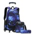 Natural fish hair replacement pull rod backpack for men, three piece set for primary and secondary school students, detachable backpack, lightweight cross-border