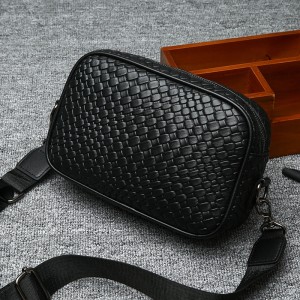 Street fashion trend woven pattern men's bag shoulder bag 2025 new simple PU cross-border foreign trade crossbody small square bag