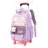 Primary school students' pull up backpacks, girls' six wheeled climbing stairs, children's grades 2-6, 5 large capacity waterproof and load reducing for ages 7-12