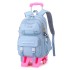 Natural Fish Girls Waterproof Stair Climbing Pull Rod Backpack Primary School Students Large Capacity Detachable Backpack 3-6 Grades